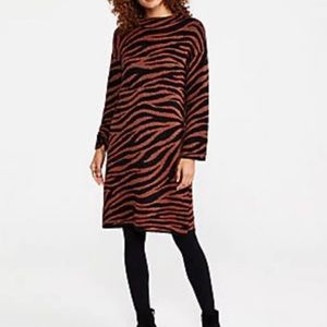 Ann Taylor Brown zebra print sweater dress